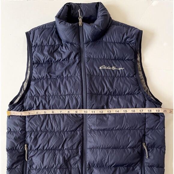 Eddie Bauer EB650 Quilt Puffer Down Vest Jacket Mens S Full Zip Navy Hiking Ski - Picture 6 of 9